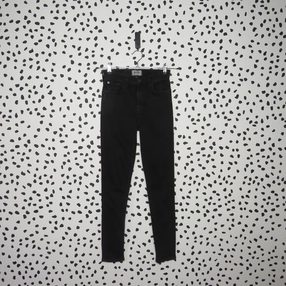 Agolde Black Wash Denim Sophie Cropped Skinny Jeans - Picture 3 of 11